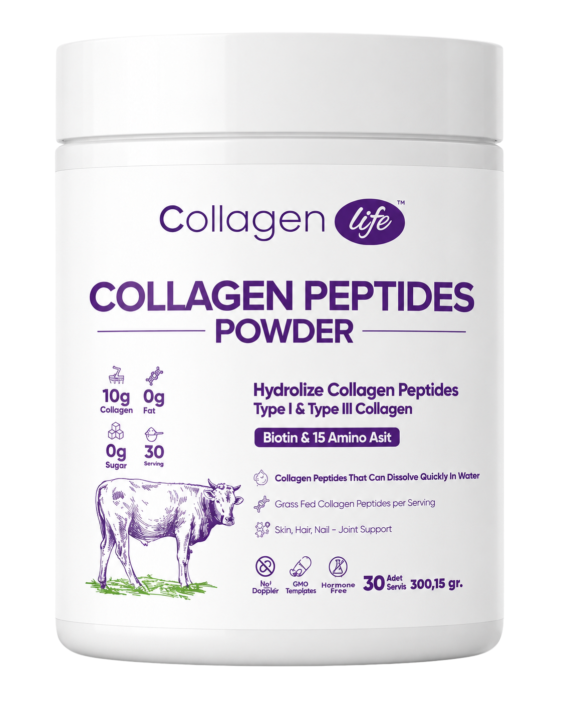 Collagen Life %100 Hidrolize Kolajen Peptitler & Biotin - 300 Gr