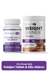 Collagen Life Hacim ve Yapısal Destek Seti: 5 Tip Kolajen (90 Tablet) & Kolajenli Gainer (230 Gr)